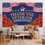 Thank You Veteran Banner with Red Poppies