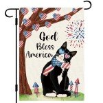 God Bless America Tuxedo Cat Garden Flag 12x18