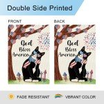 God Bless America Tuxedo Cat Garden Flag 12x18