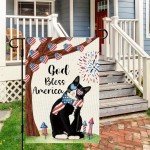 God Bless America Tuxedo Cat Garden Flag 12x18