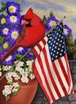Patriotic Cardinal Garden Flag for 4th of July