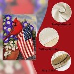 Patriotic Cardinal Garden Flag for 4th of July