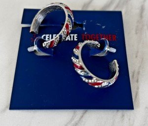 USA Flag Hoop Sparkle Earrings for 4th of July