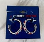 USA Flag Hoop Sparkle Earrings for 4th of July