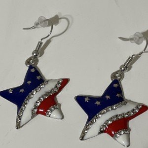 Patriotic Star Dangle Earrings for 4th of July