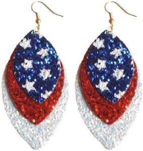 Patriotic 3-Layer Teardrop American Flag Earrings