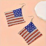 Patriotic American Flag Dangle Earrings for July 4th