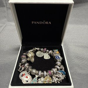 PANDORA Sterling Silver Military Patriotic Charm Bracelet
