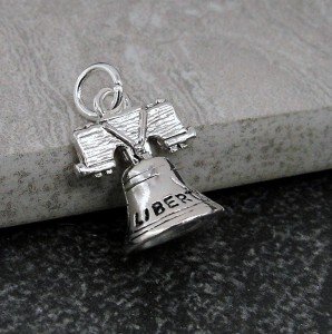 Patriotic Silver Liberty Bell Charm for July 4th