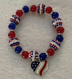 Patriotic Heart Charm Bracelet – Red, White & Blue