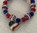Patriotic Heart Charm Bracelet – Red, White & Blue
