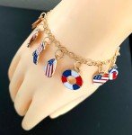 Patriotic Enamel Charm Bracelet for 4th of July