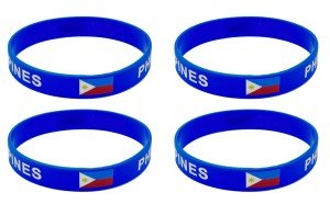 Philippines Flag Rubber Bracelets - 4 Pack