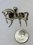 Navajo Inlay Gemstone Horse Pendant in Silver
