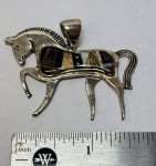 Navajo Inlay Gemstone Horse Pendant in Silver