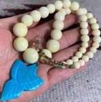 Coral Necklace with Turquoise Pendant for 4th of July