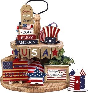 12-Piece Patriotic Tiered Tray Decor Set