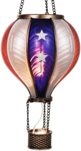Patriotic Hot Air Balloon Solar Garden Lantern
