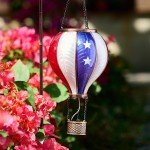 Patriotic Hot Air Balloon Solar Garden Lantern