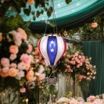 Patriotic Hot Air Balloon Solar Garden Lantern