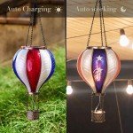 Patriotic Hot Air Balloon Solar Garden Lantern
