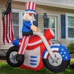 6FT Uncle Sam Inflatable Motorcycle Decoration