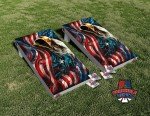 Patriotic American Flag Eagle Cornhole Board Wraps