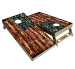 USA Flag Cornhole Boards with Cupholders & Bags