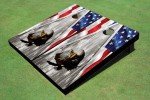 Wavy Wood American Flag Triangle Cornhole Boards