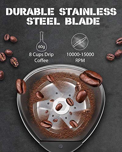Portable Electric Coffee Grinder with Stainless Steel Blade