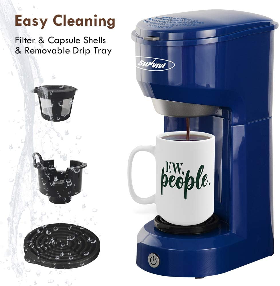 Blue Single Serve Coffee Maker with Filter