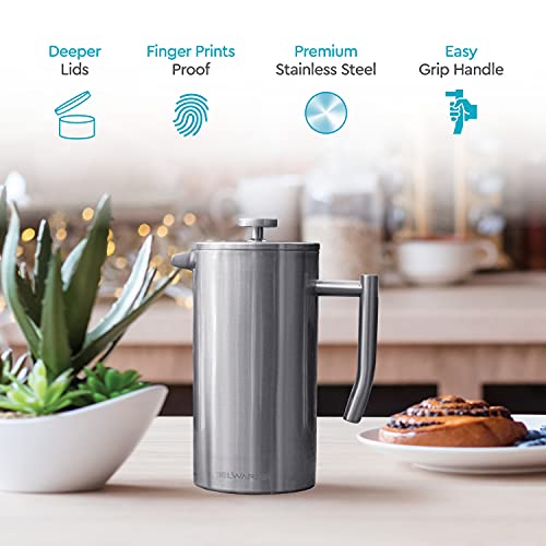 Large Stainless Steel French Press Coffee Maker - 1.5L