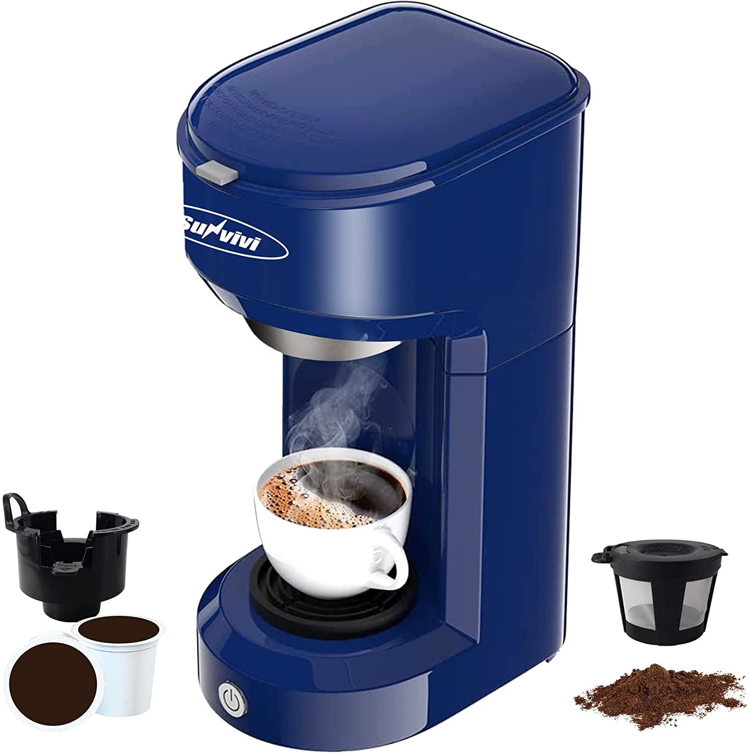 Blue Single Serve Coffee Maker with Filter