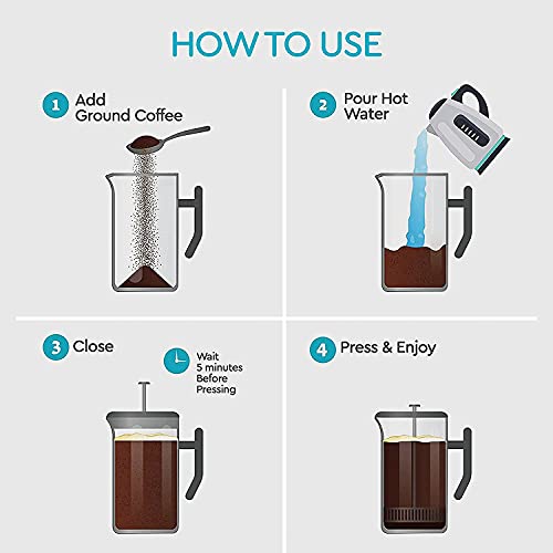 Large Stainless Steel French Press Coffee Maker - 1.5L