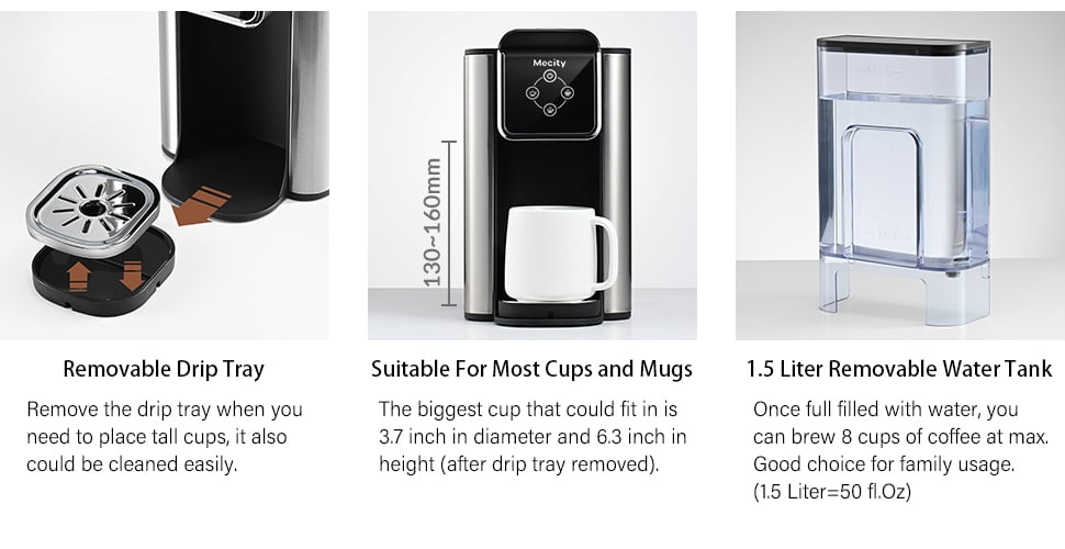 Mecity 3-in-1 Single Serve Coffee Maker