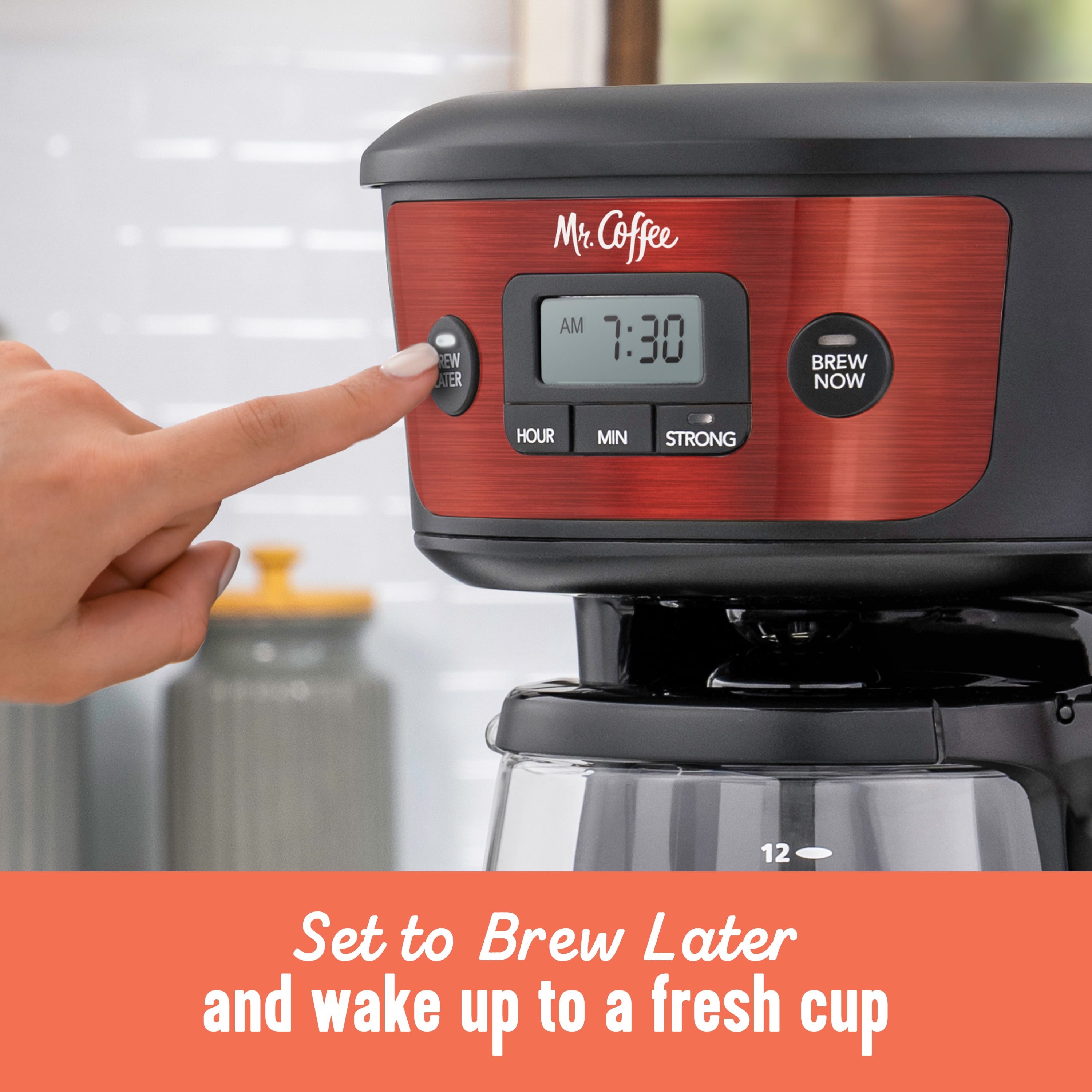 Programmable Drip Coffee Maker - 12-Cup, Red