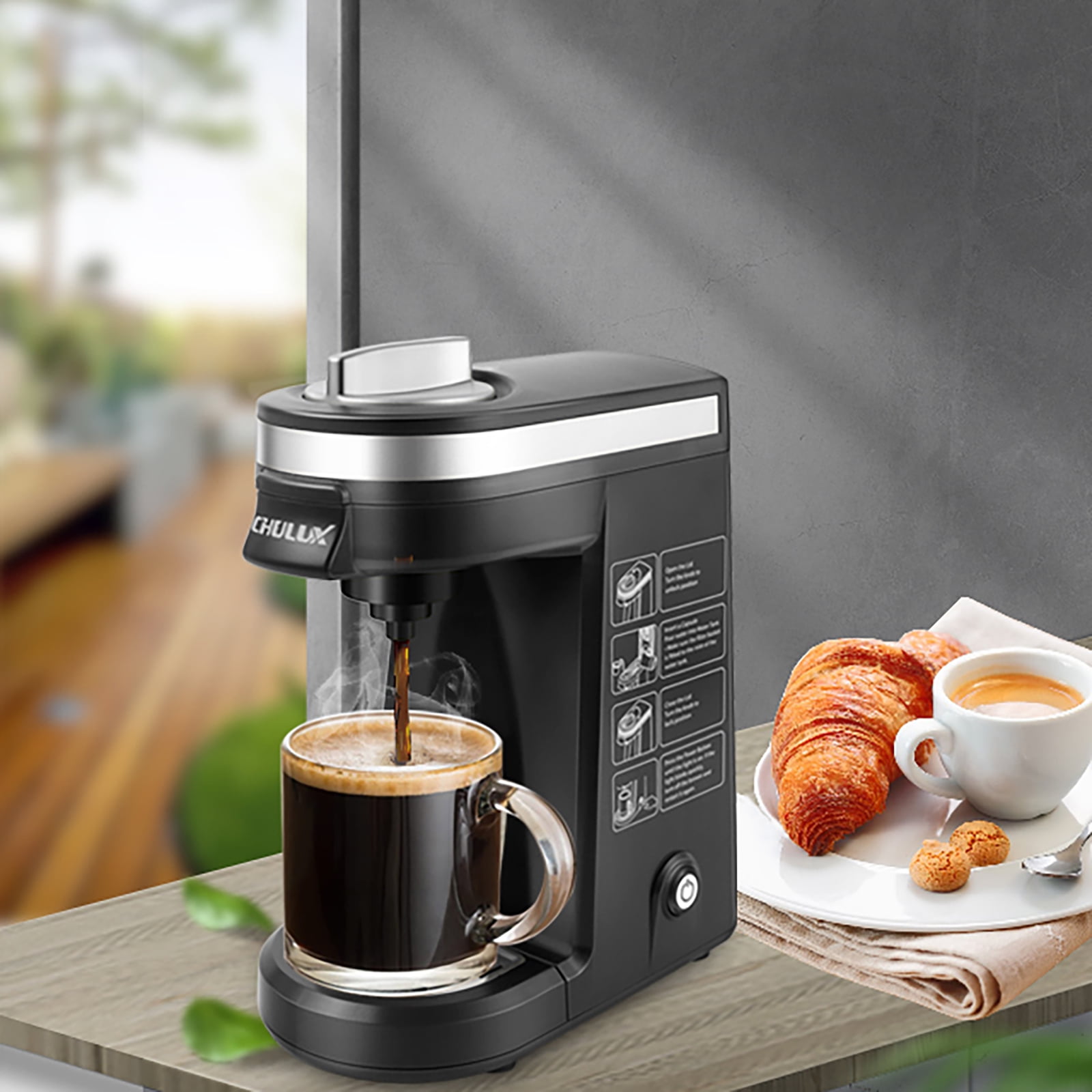 Compact Coffee Maker, K-Cup & Coffee Powder Compatible