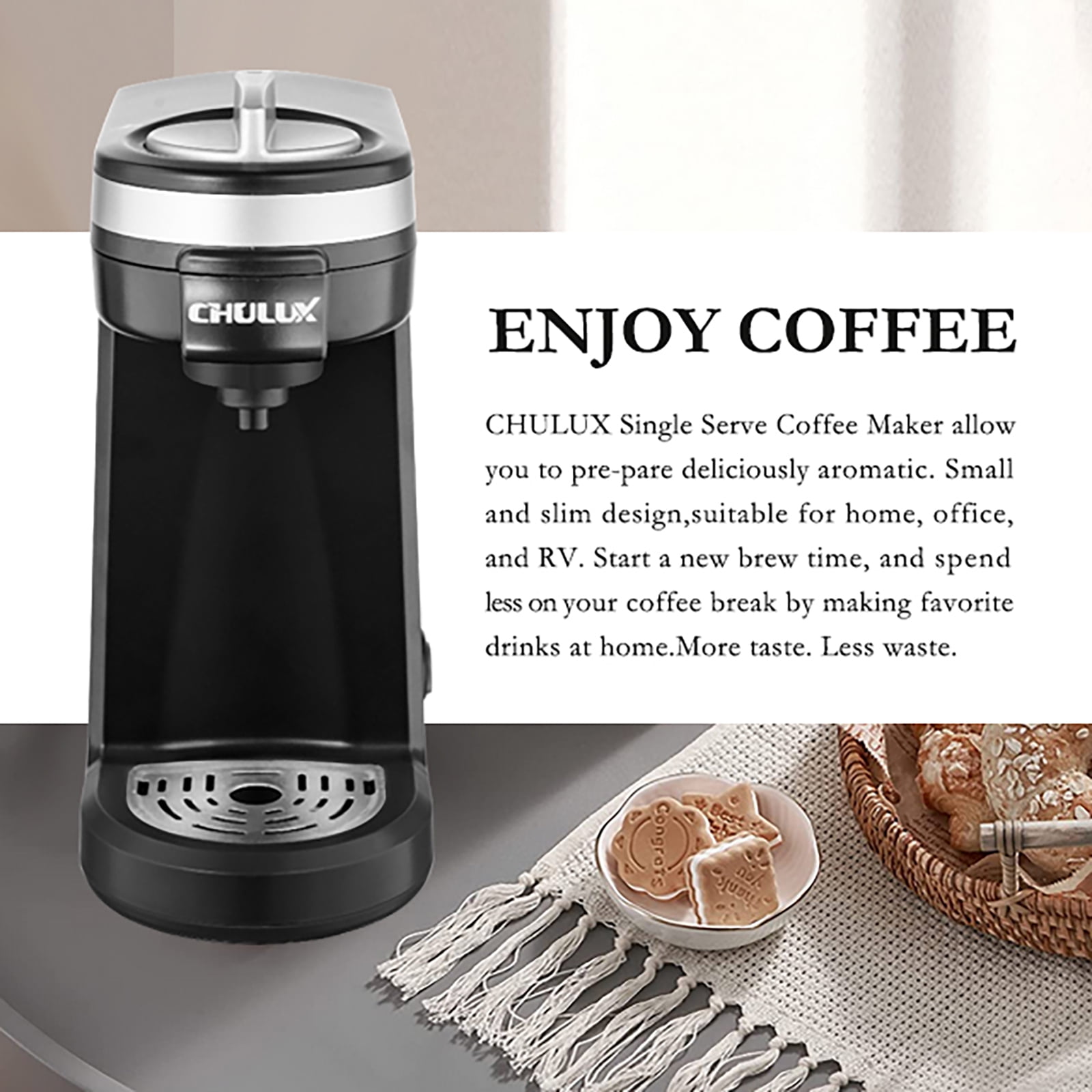 Compact Coffee Maker, K-Cup & Coffee Powder Compatible