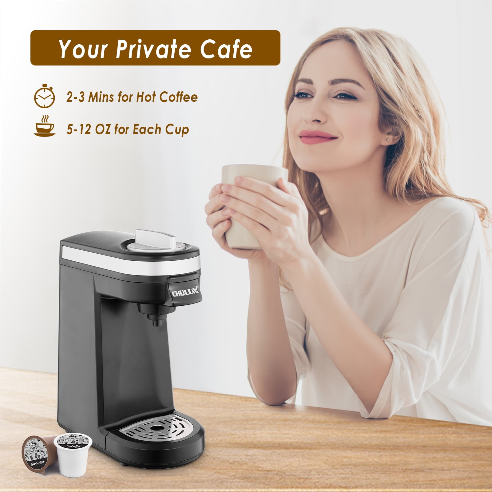 Compact Coffee Maker, K-Cup & Coffee Powder Compatible