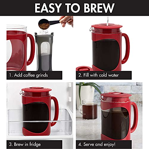 Deluxe Cold Brew Coffee Maker - 6 Cup, Red