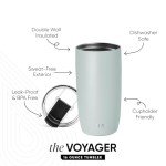 Reusable Insulated Travel Coffee Mug - 16oz Sea Glass