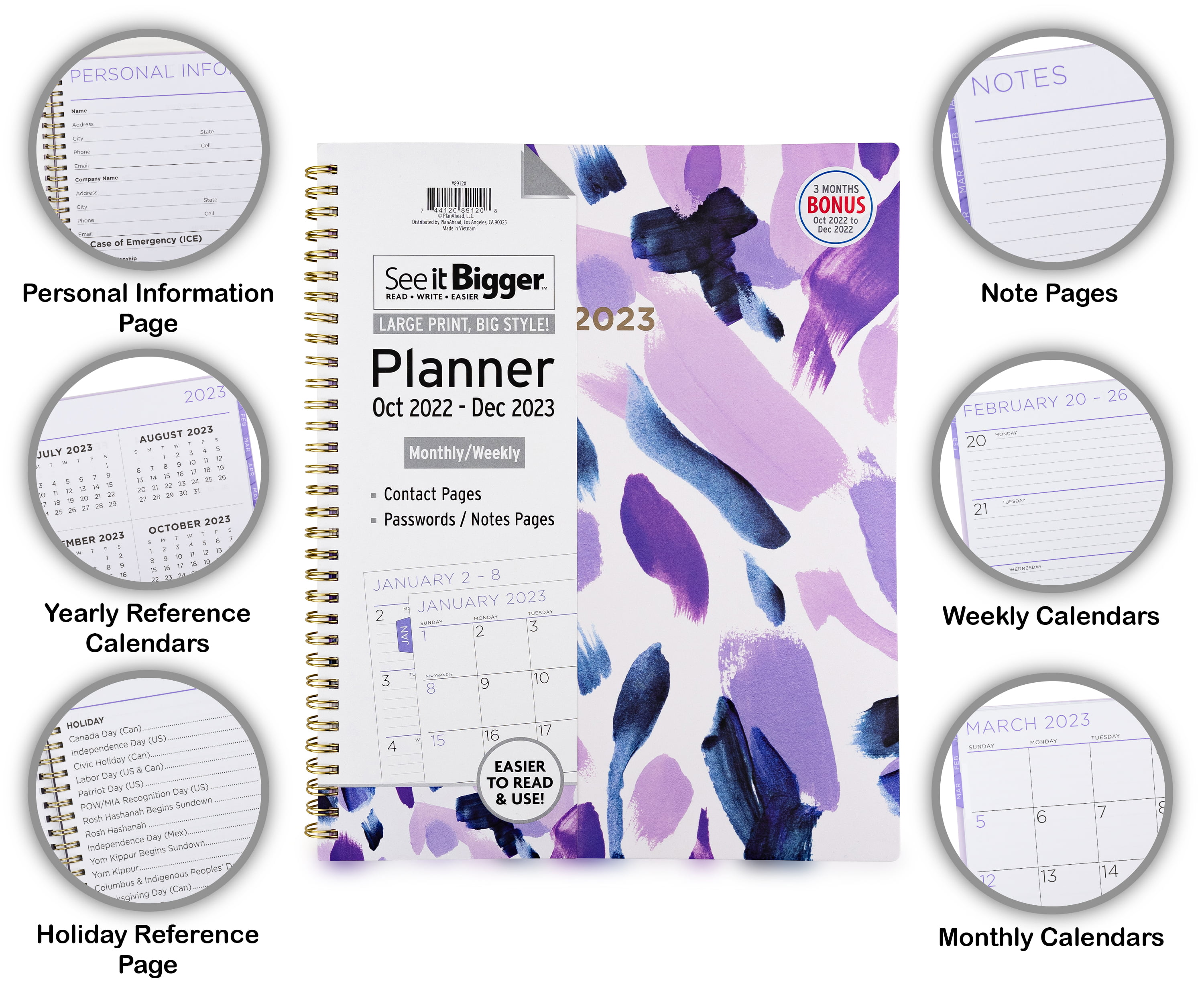 2023-2024 Monthly/Weekly Planner (Purple)