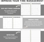 Office Planner Jan 2023- Dec 2024 Monthly Calendar Planner - 9 × 11 Time Management Personal Planner Hard PVC Cover with Spiral Bound