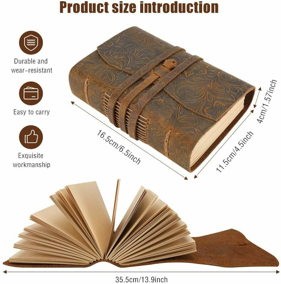 Vintage Handmade Leather Bound Travel Journal