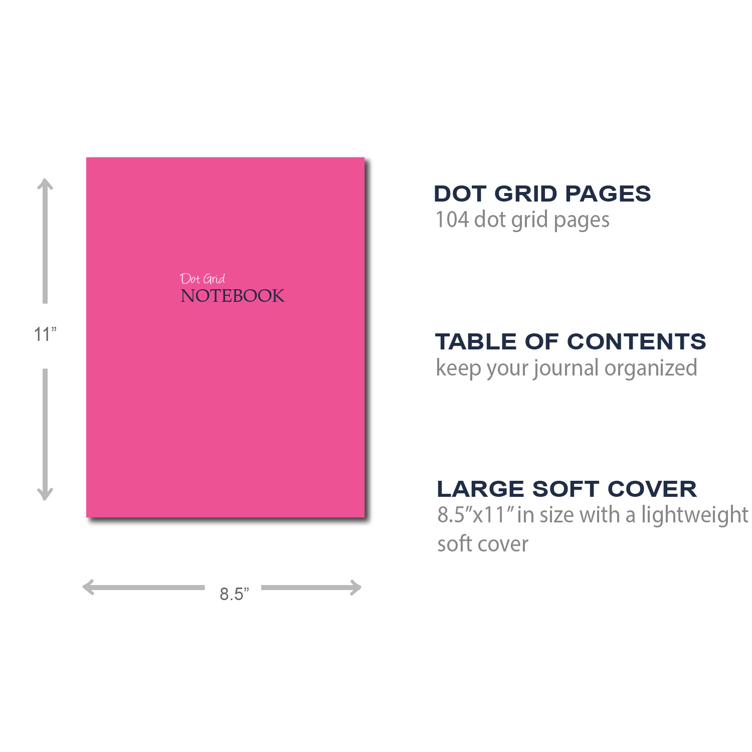 Pink Dot Grid Journal with Numbered Pages