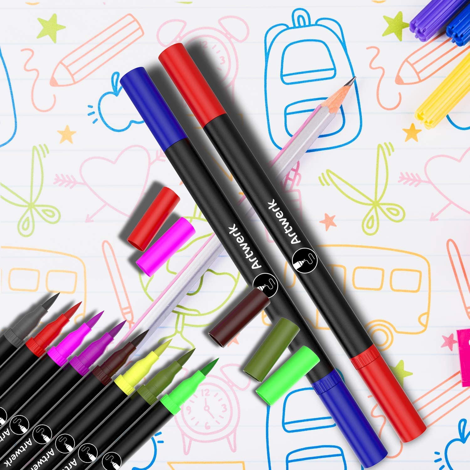 15 Pack Brush Calligraphy Pens - Pastel Colors