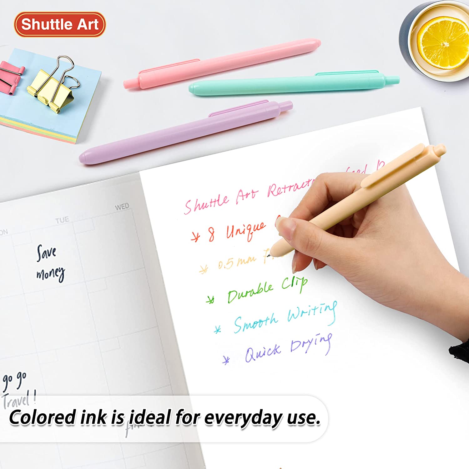 Shuttle Art Pastel Gel Pens, 0.5mm Fine Point