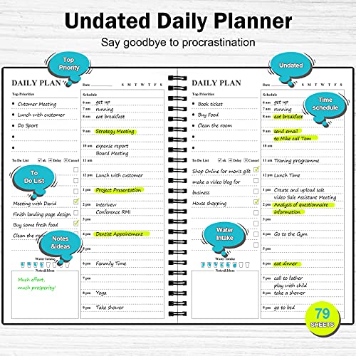 Asten Hourly Daily Planner Notebook - Black