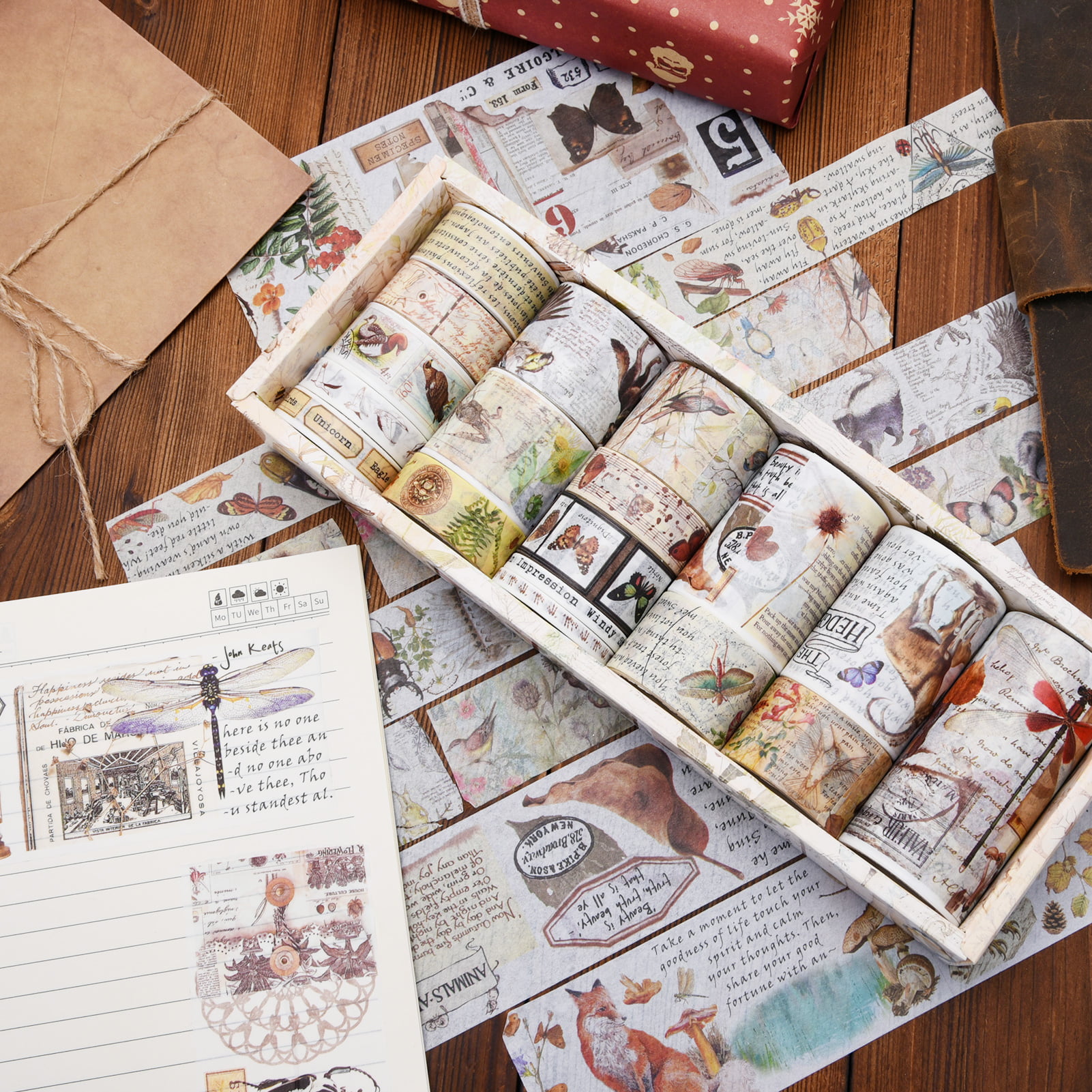 Vintage Floral Washi Tape Set for Crafting
