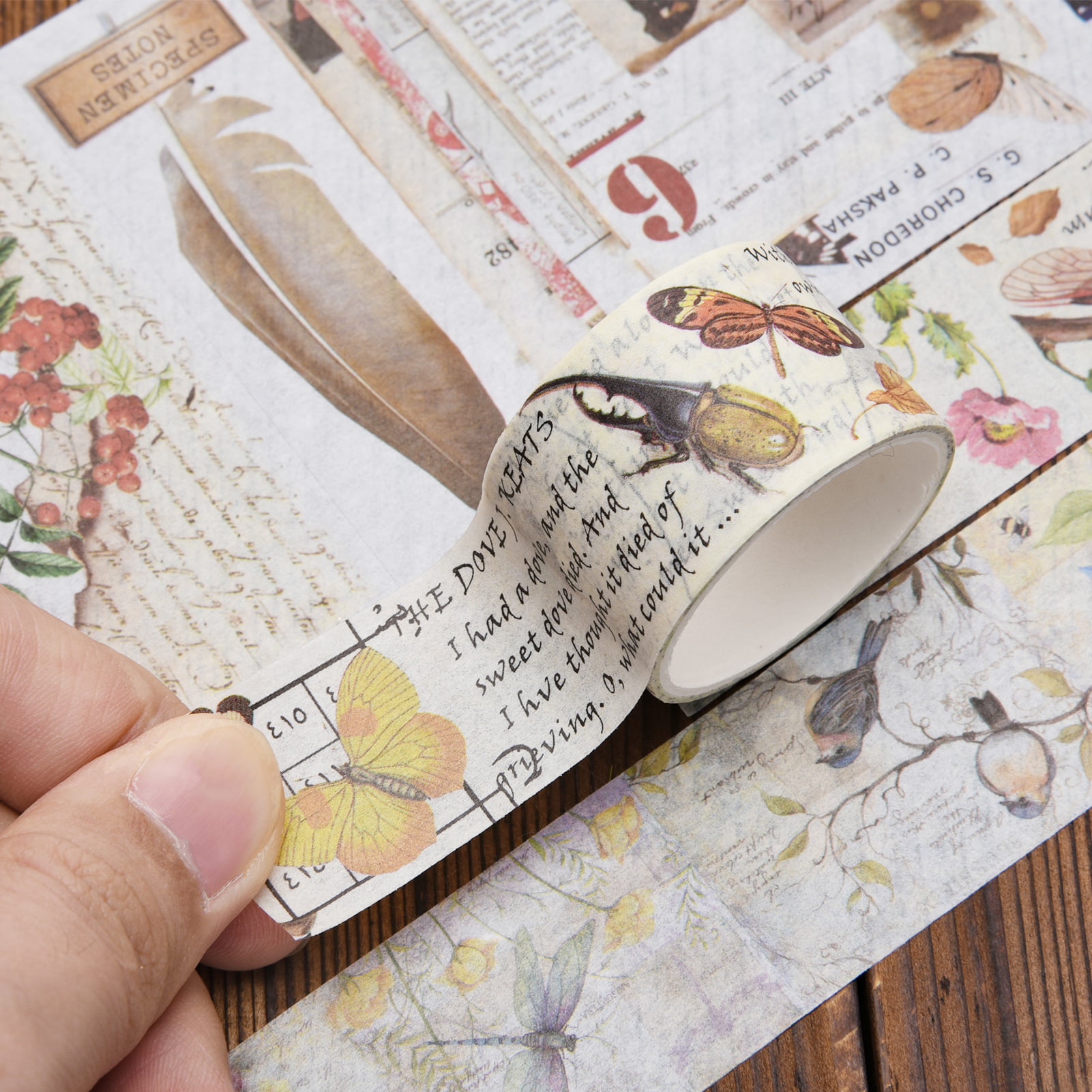 Vintage Floral Washi Tape Set for Crafting